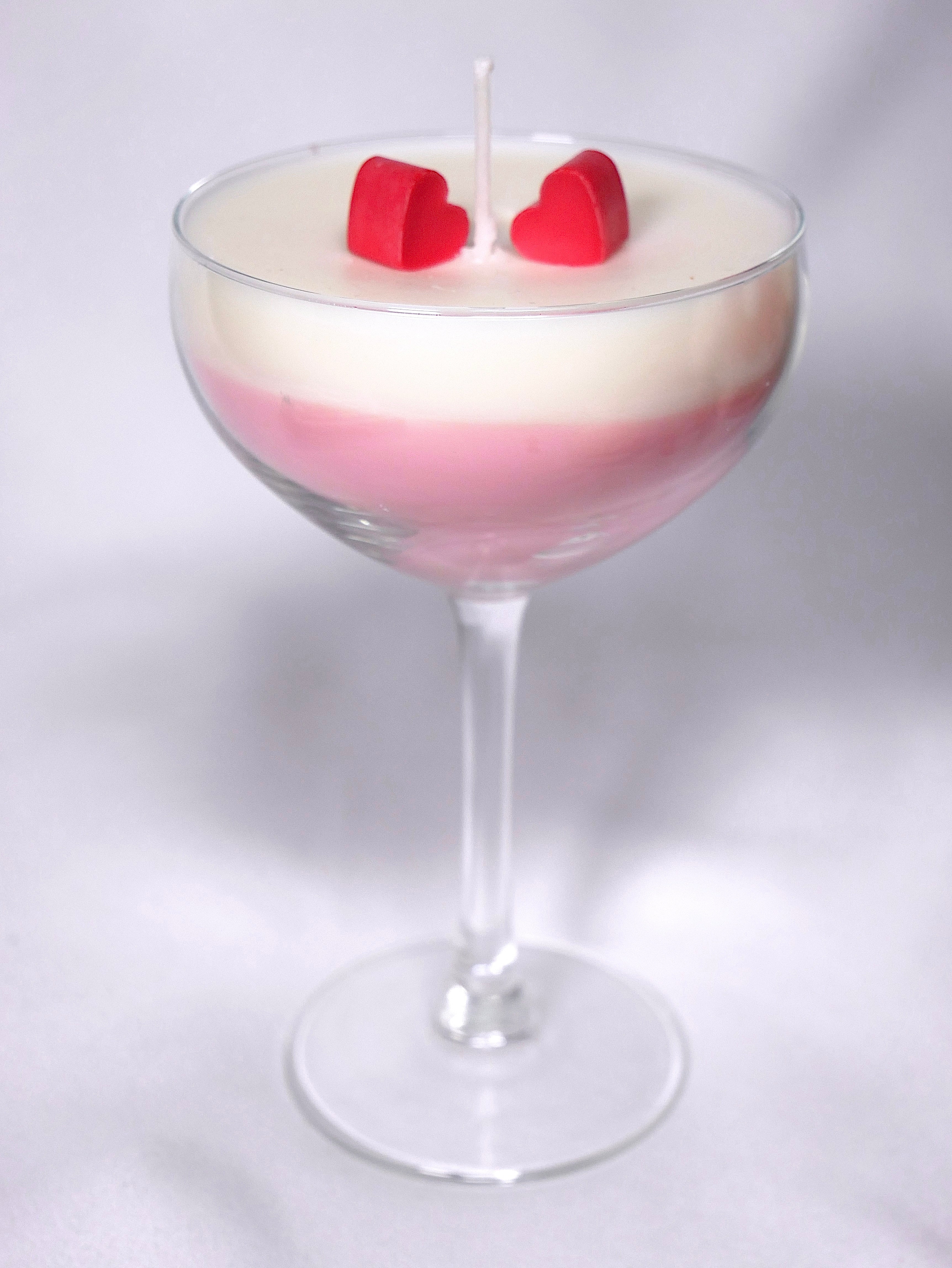 Pink cocktail glass candle